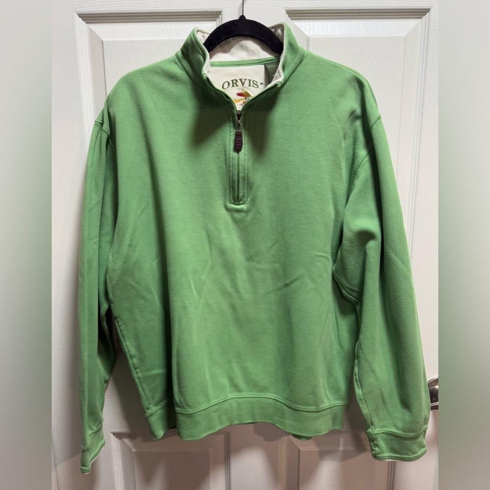 Orvis Men's Quarter Zip-Up Green Sweater